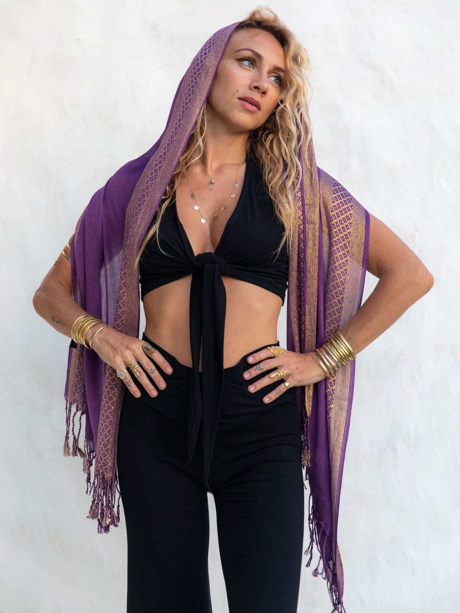 The Priestess Scarf - Purple/Gold