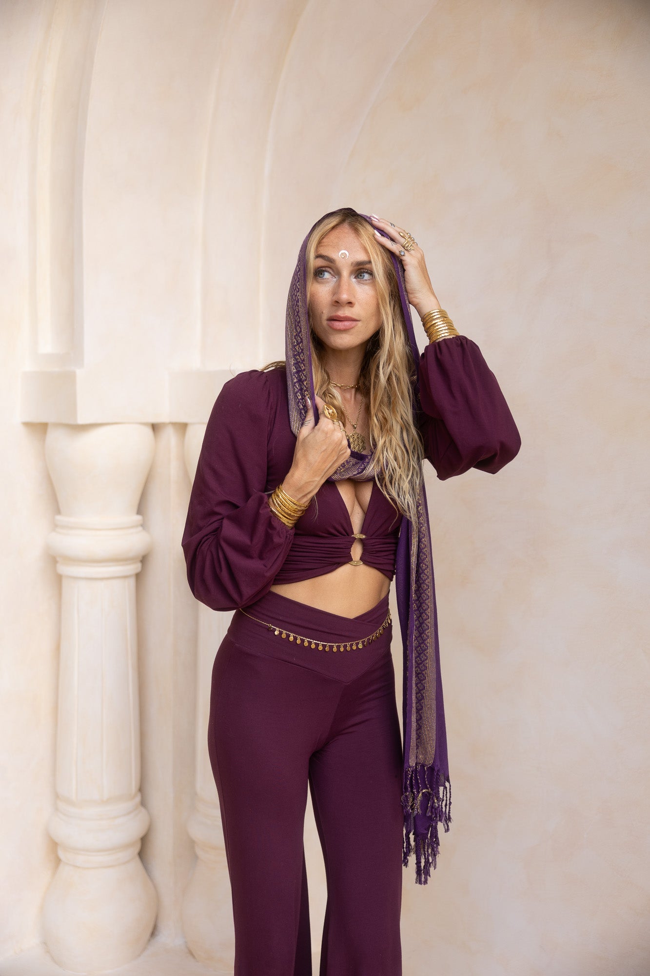 The Priestess Scarf - Purple/Gold