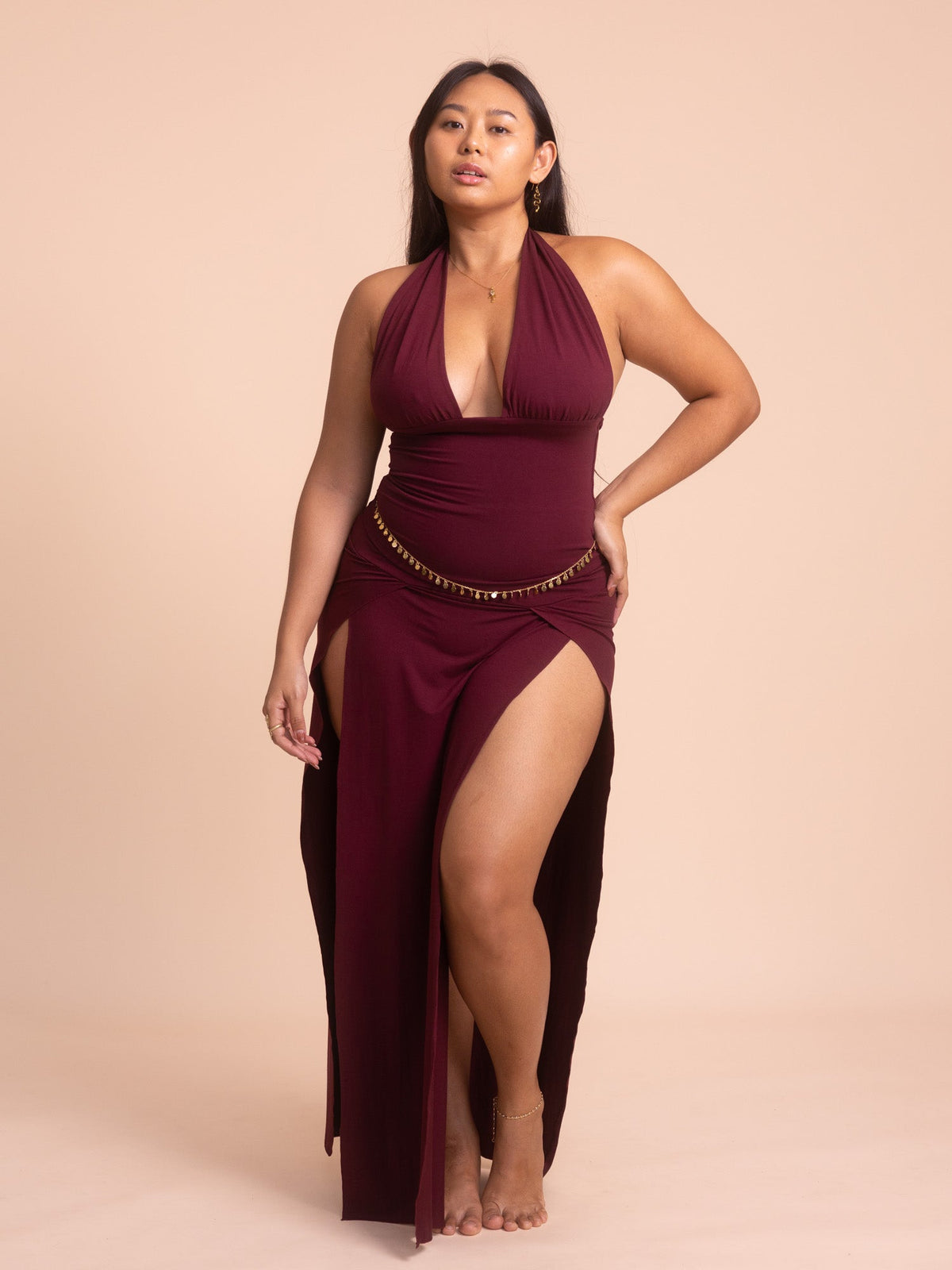 Cleopatra Slit Skirt - Cherry Stone