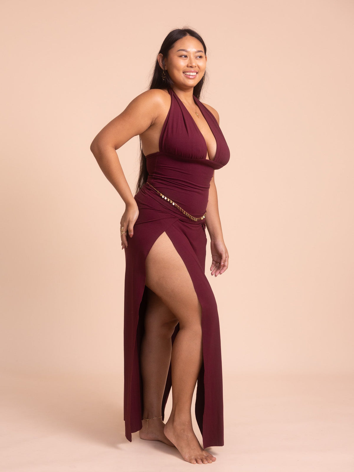 Cleopatra Slit Skirt - Cherry Stone
