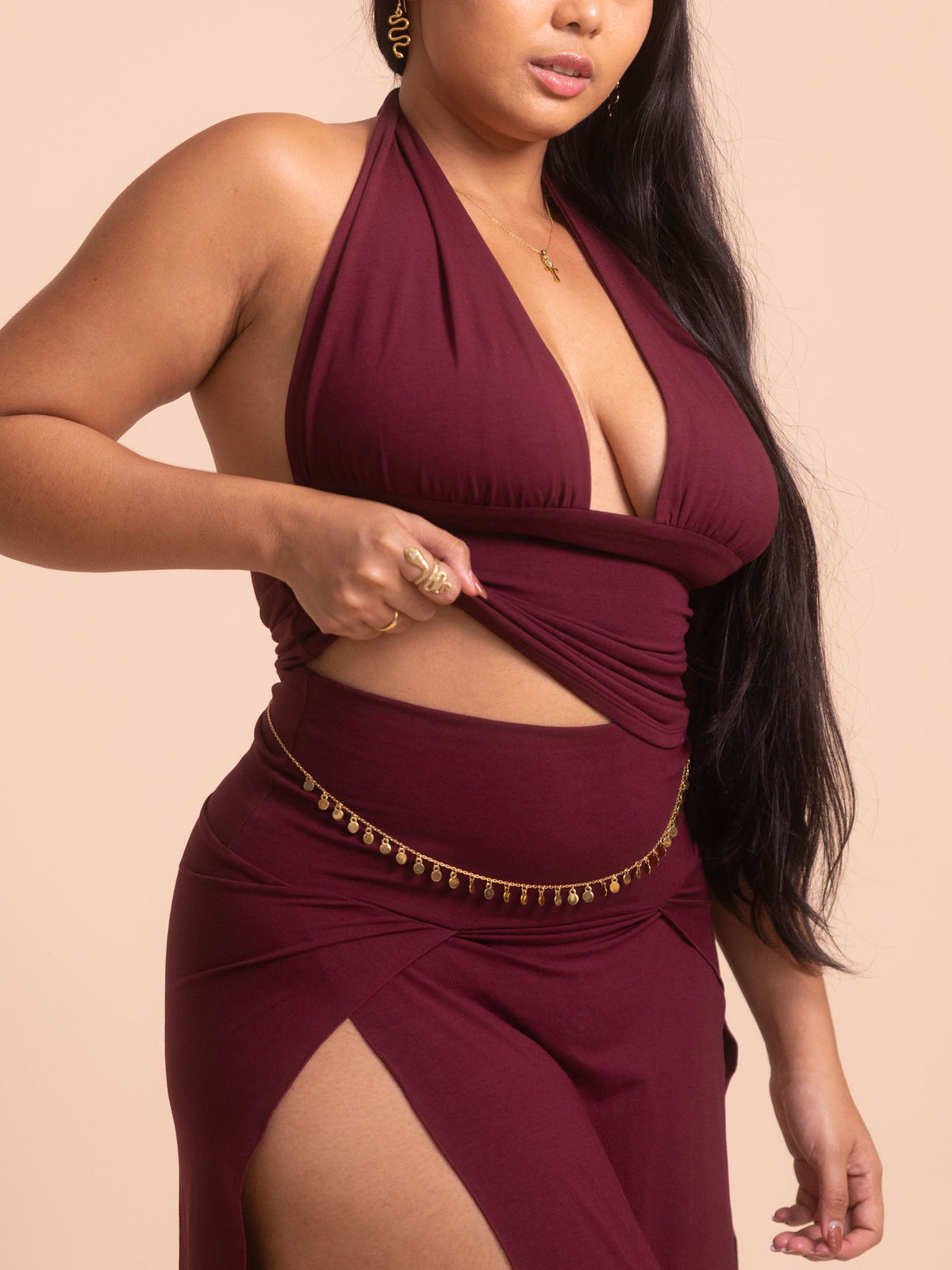 Cleopatra Slit Skirt - Cherry Stone