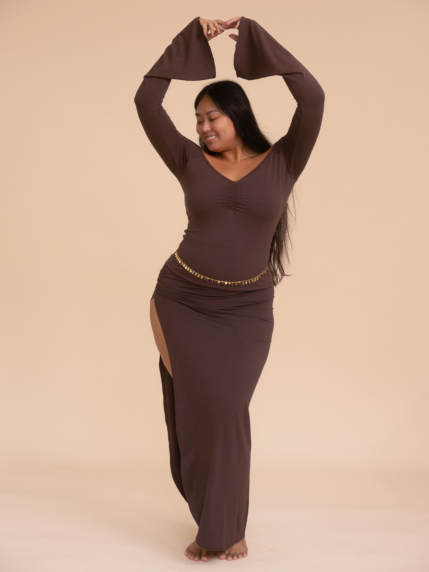 Long Persephone Top - Cacao