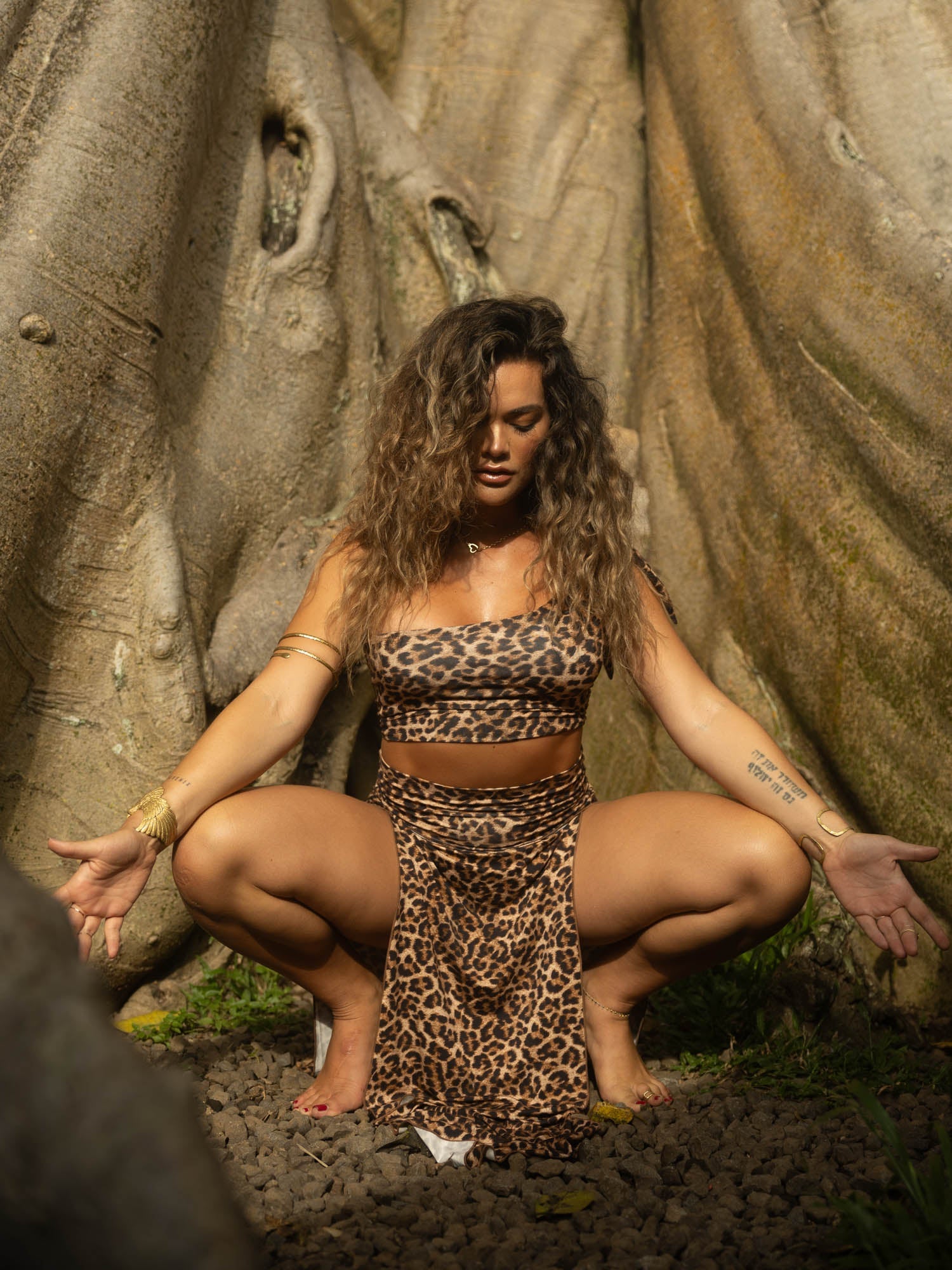 Cleopatra Slit Skirt - Organic Leopard