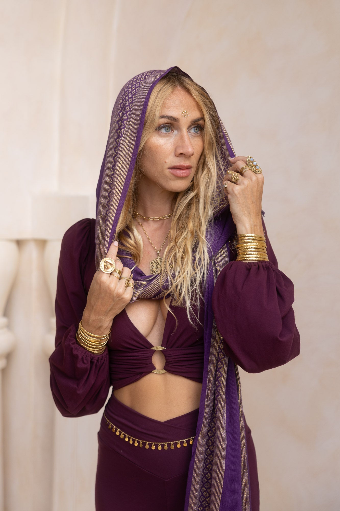 The Priestess Scarf - Purple/Gold