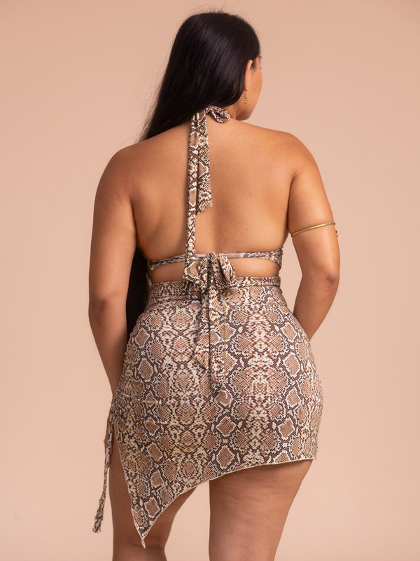 Sienna Mini Skirt - Organic Snake Print
