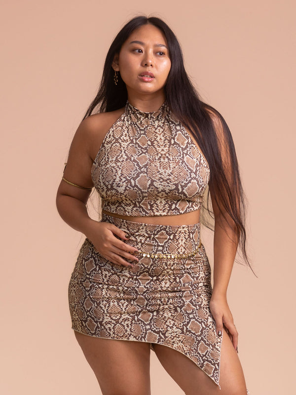 Sienna Mini Skirt - Organic Snake Print