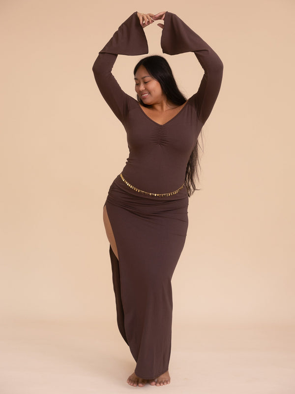 Long Persephone Top - Cacao