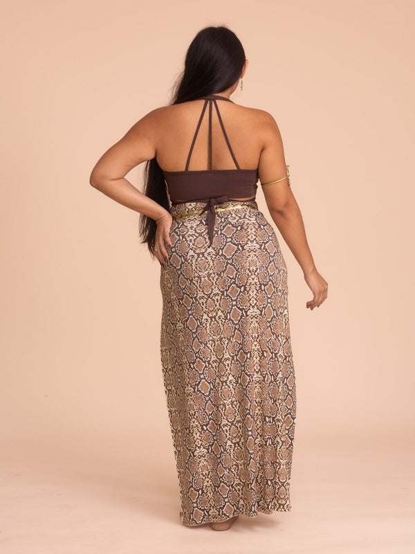 Cleopatra Slit Skirt - Organic Snake Print