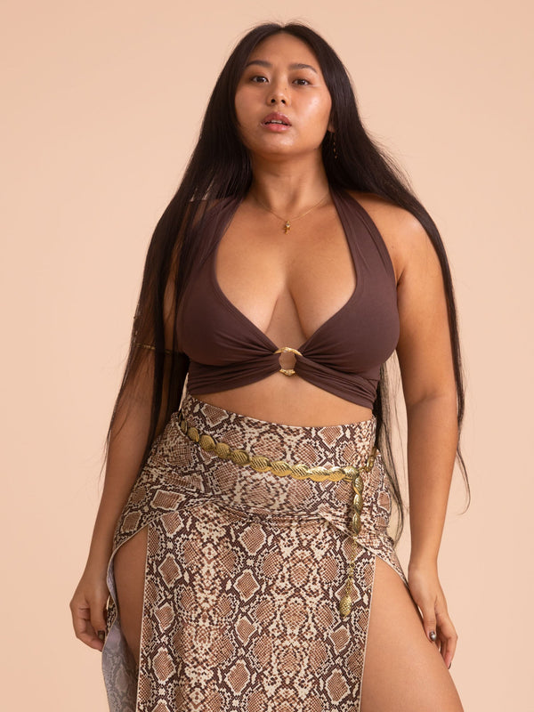 Cleopatra Slit Skirt - Organic Snake Print