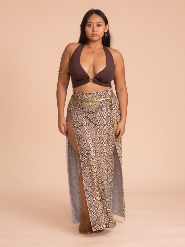 Cleopatra Slit Skirt - Organic Snake Print