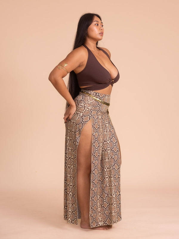 Cleopatra Slit Skirt - Organic Snake Print