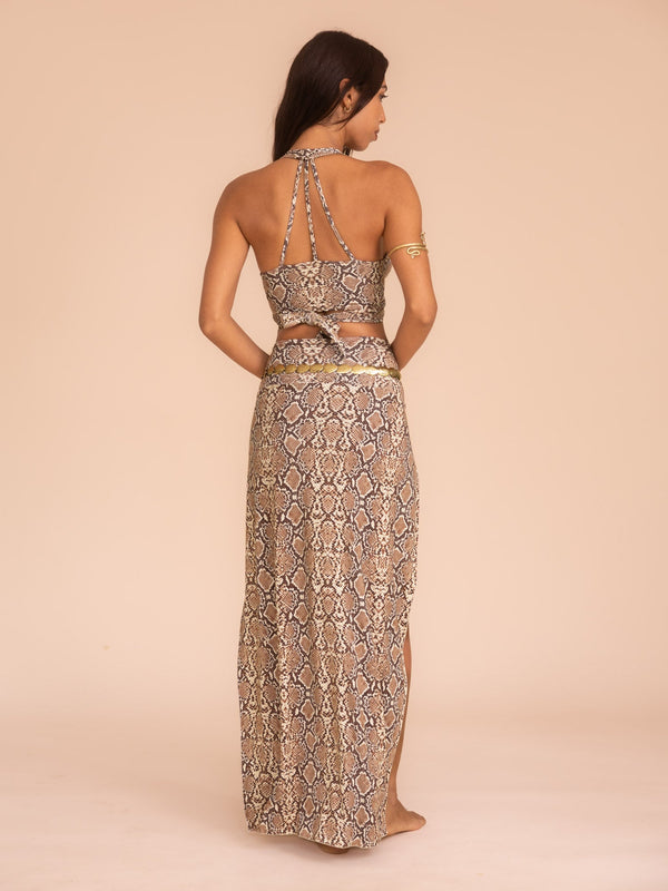 Cleopatra Slit Skirt - Organic Snake Print