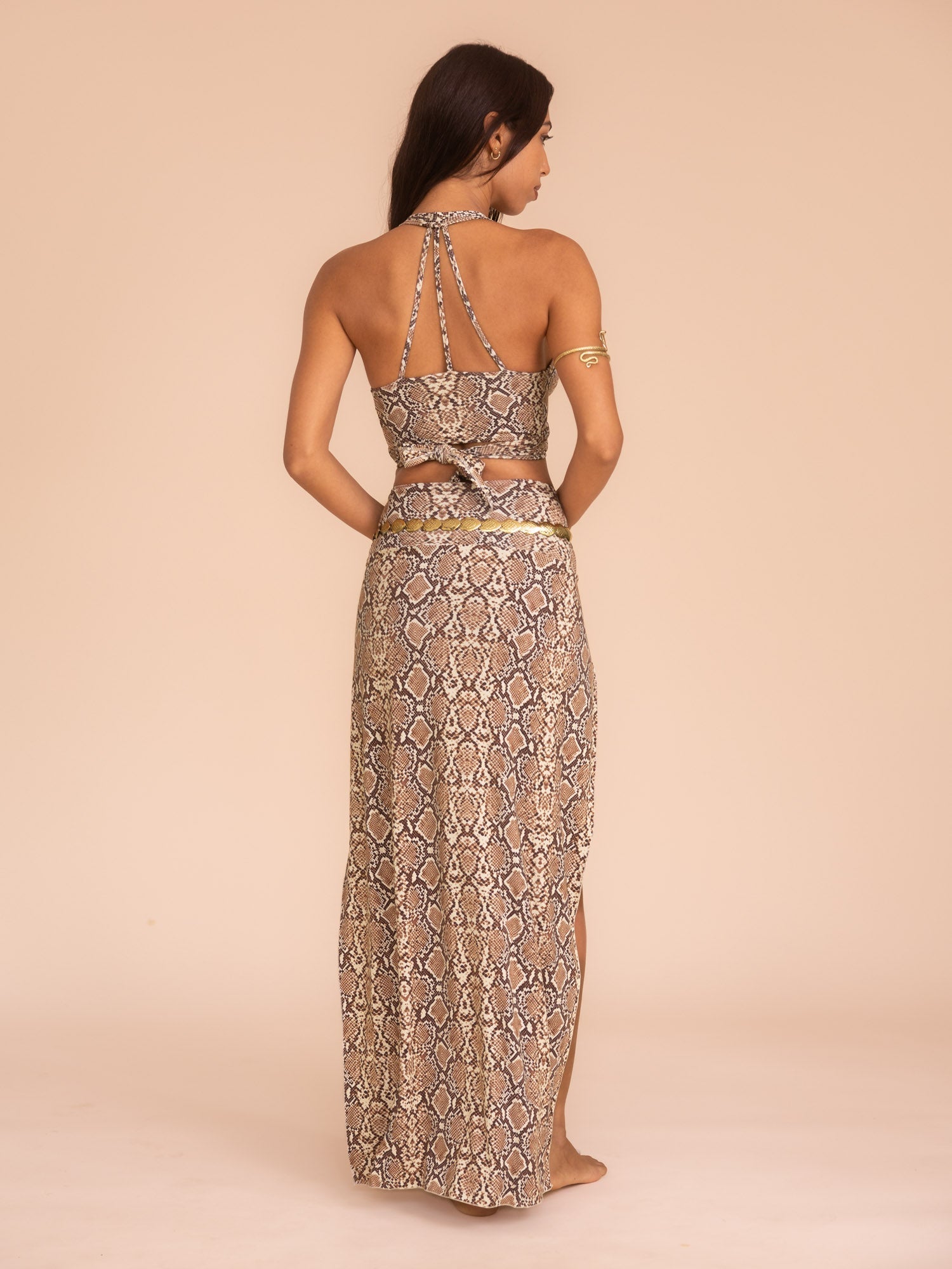 Cleopatra Slit Skirt - Organic Snake Print