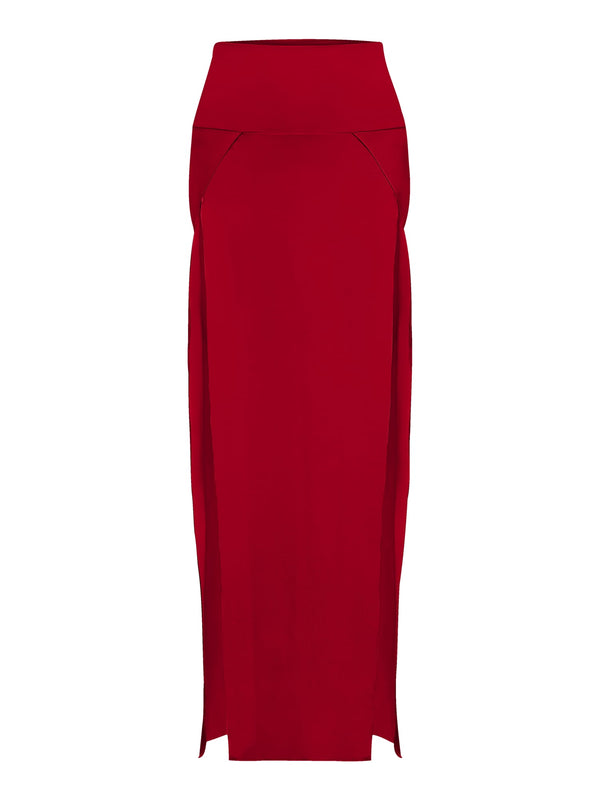 Cleopatra Slit Skirt - Crimson Red